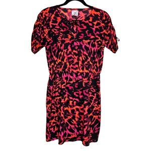 MAC & JAC PINK / BLACK SHORT SLEEVE ELASTIC WAIST MINI DRESS WOMEN’S‎ SIZE SMALL